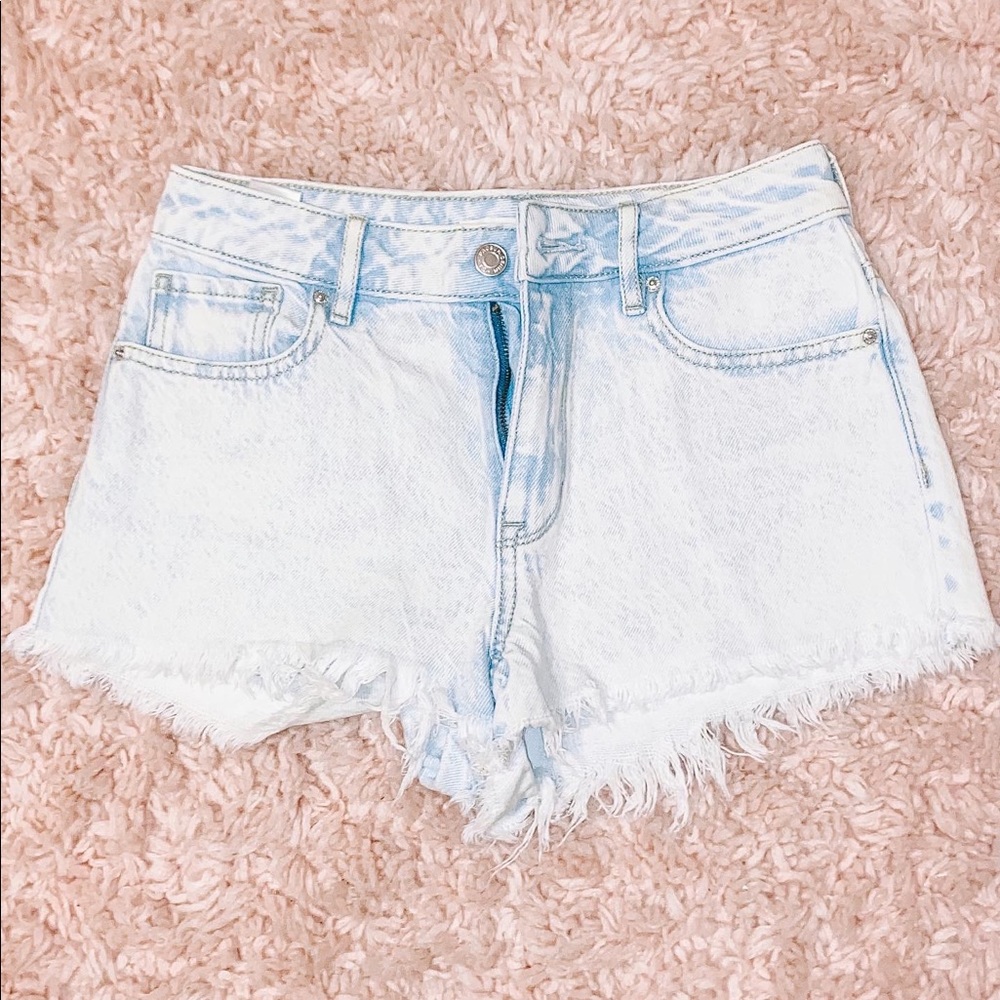 PacSun High-Rise Festival Very Light Blue/Off White Jean Shorts in size 24